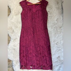 Elegant Lace Maxi Dress in Rich Burgundy